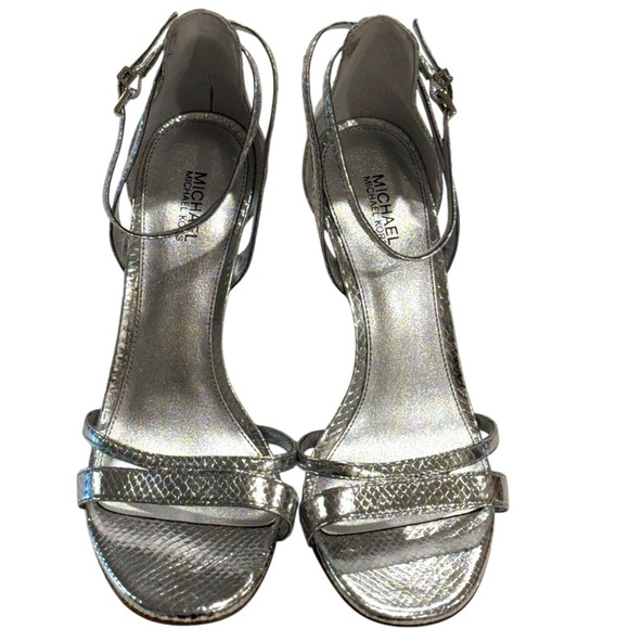 MICHAEL KORS Women's Kimberly Metallic Snake Embossed Leather Sandal Size 8 - Picture 3 of 9